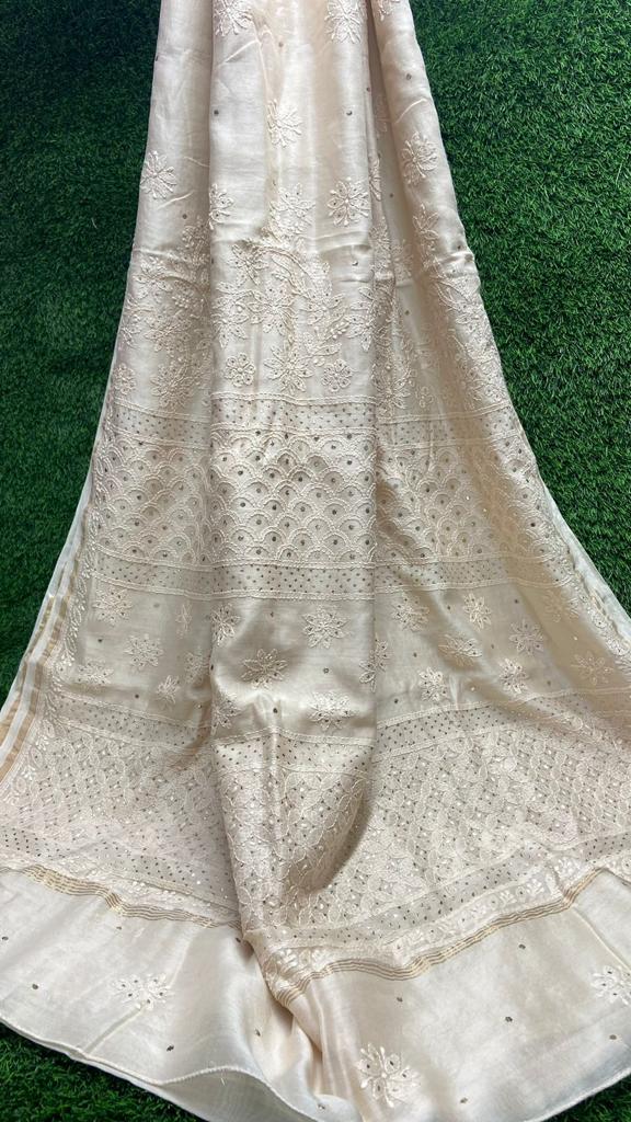 Ivory Chanderi Saree