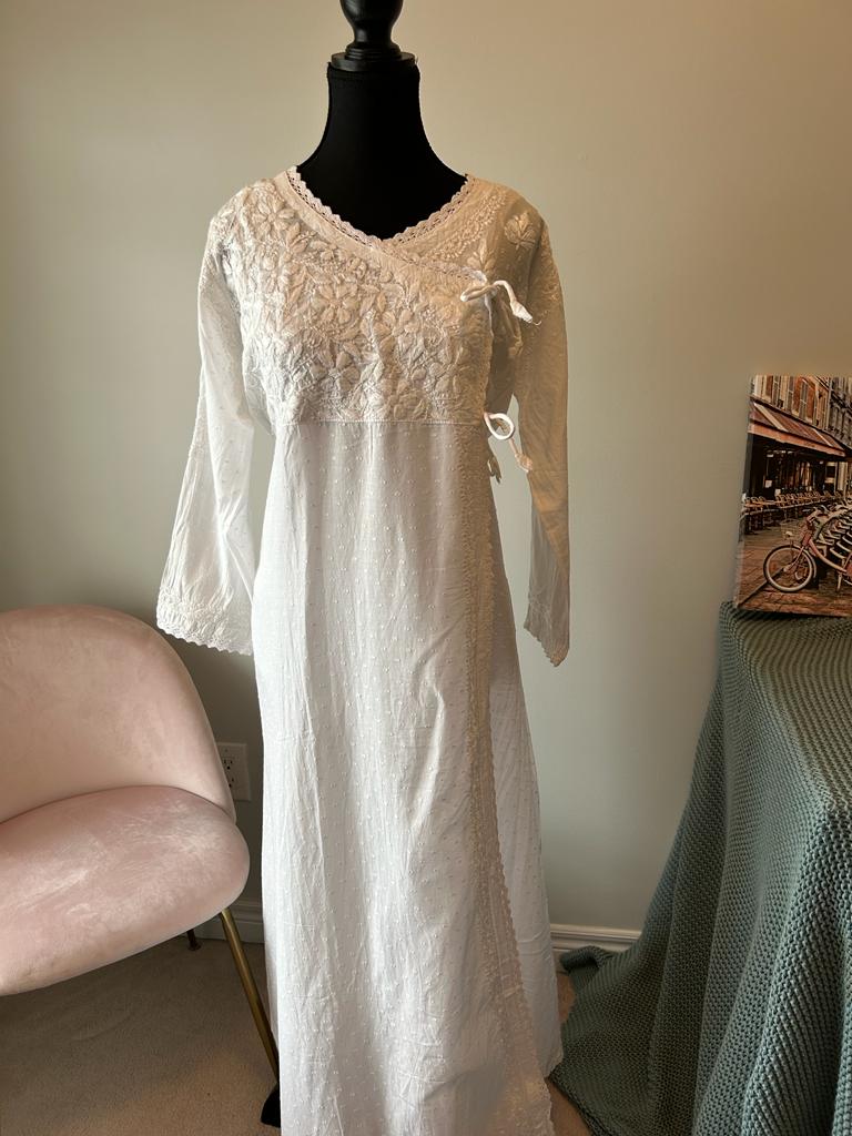 White Angarkha Style Gown